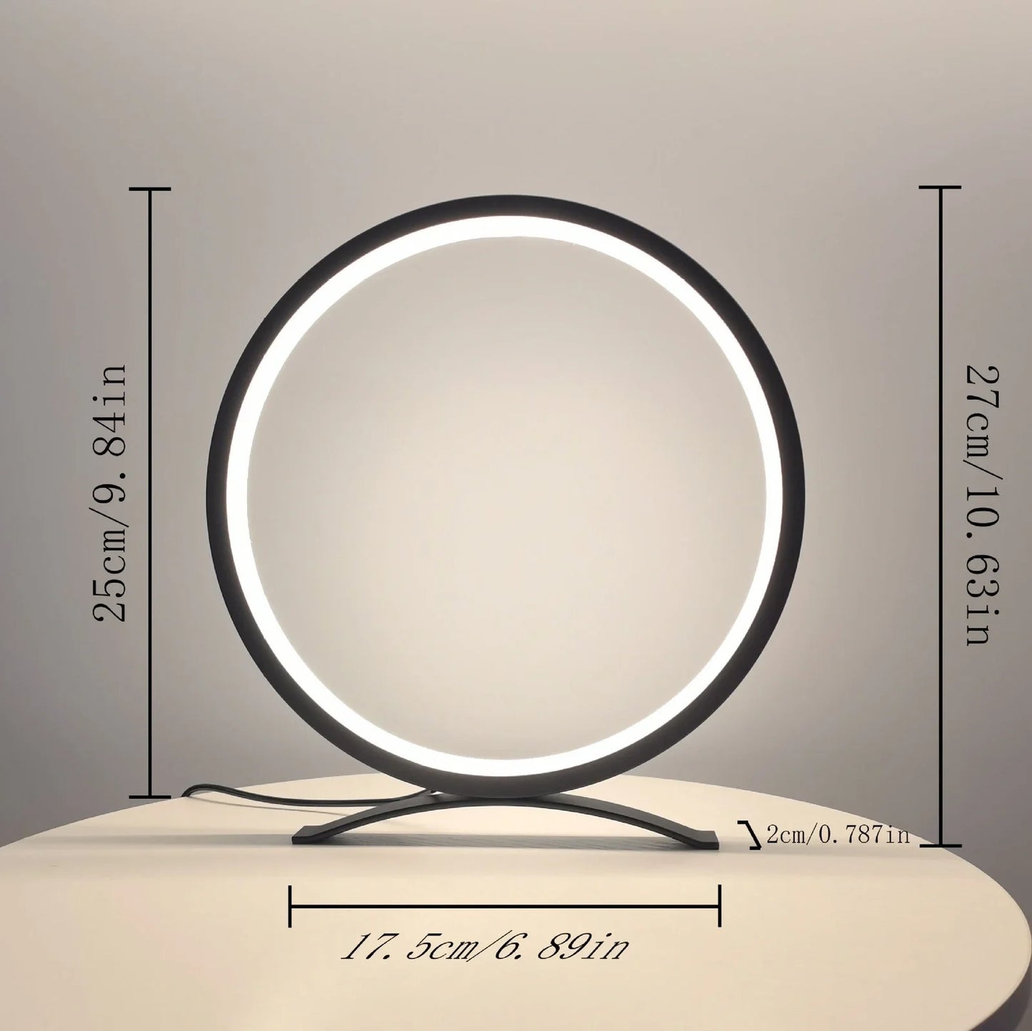 Black study desk lamp with USB cable and adjustable 25cm height mechanism