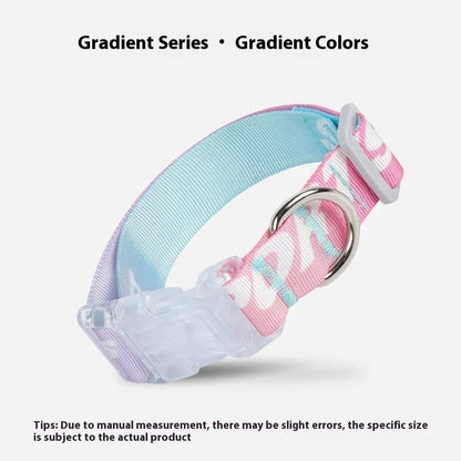 Adjustable nylon dog collar with cartoon gradient printing in gradient colour, suitable for dogs 2.00kg to 10.00kg