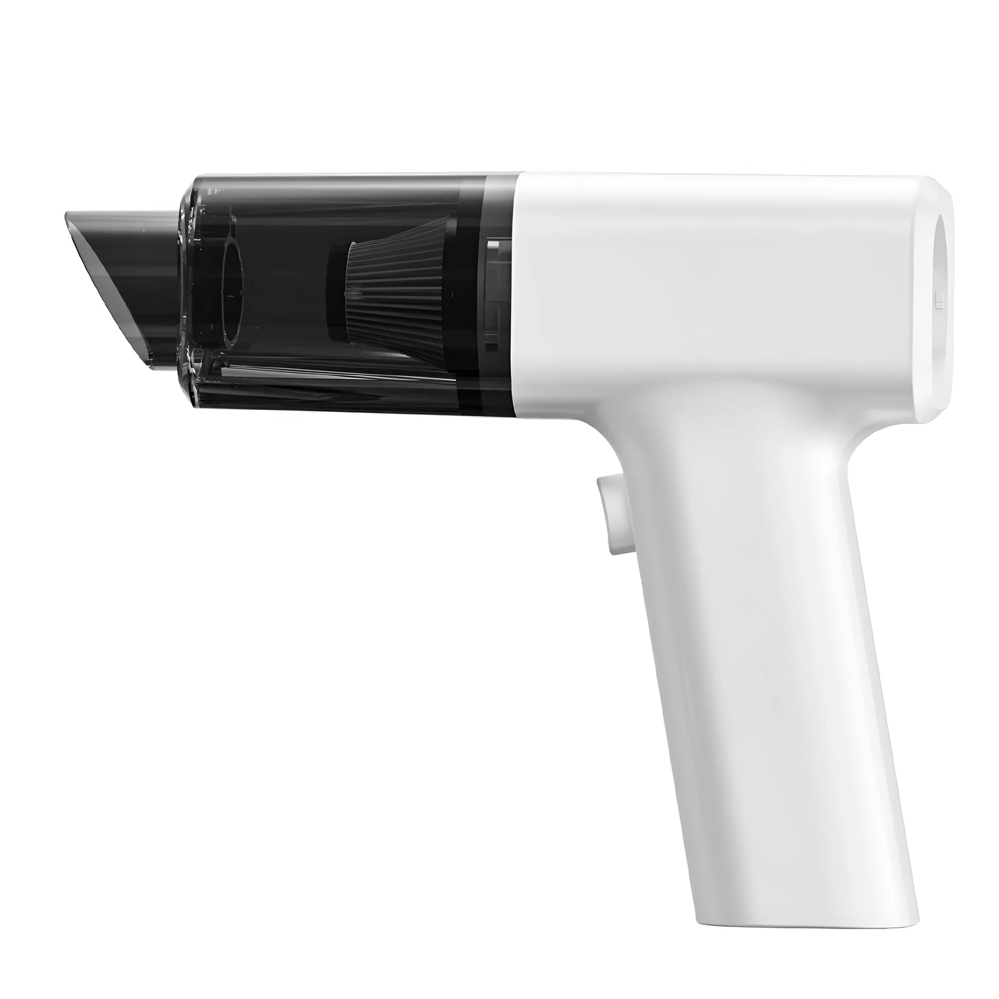 White plastic handheld USB desktop vacuum cleaner for dust collection.