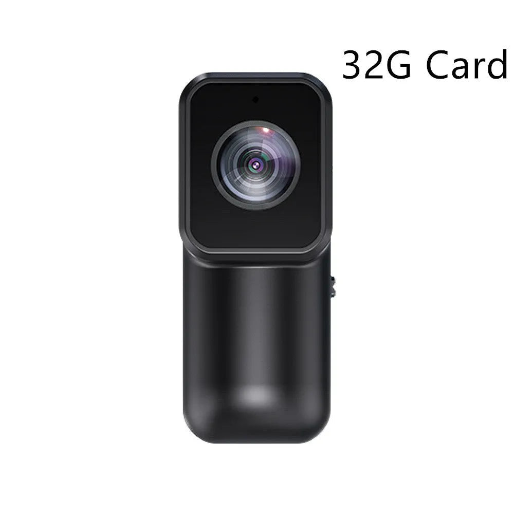 Black mini WiFi sports camera recorder 61.5x27x27mm with wristband riding bracket, cycling bracket, back clip, and pet strap.