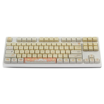 Custard design mechanical keyboard keycap set for 68 75 98 100 column layouts in mouse grey and yellow colourways