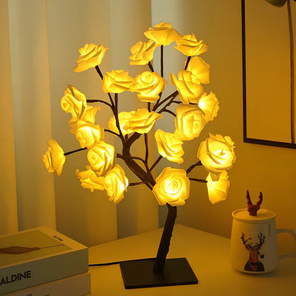 Fibre optic cherry tree night light with 48 LED blossoms and USB cable