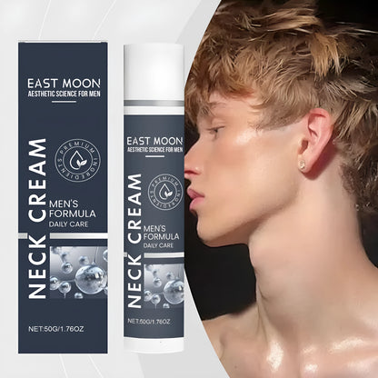 50g container of men's neck cream gel with anti-ageing ingredients collagen and retinol.