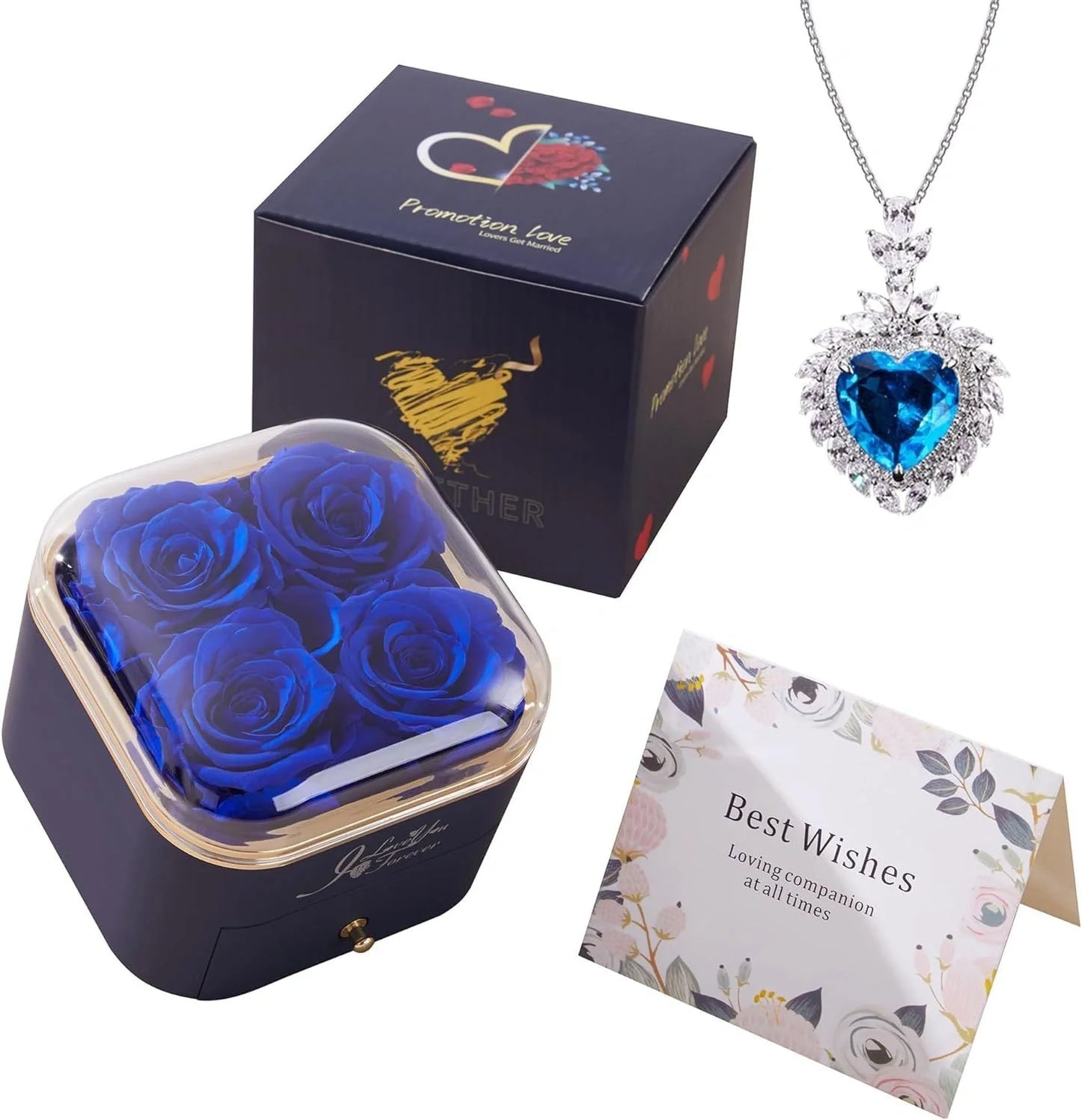 Valentine's Day Rose Flower Drawer Jewelry Box in various colors