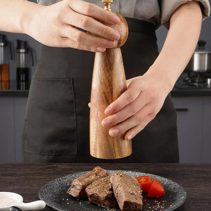 Ceramic and acacia wood solid seasoning grinder in 5-inch and 8-inch size options