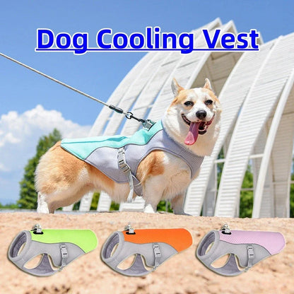 Cooling dog vest made of breathable, sun-proof material to keep dogs cool and comfortable during hot weather