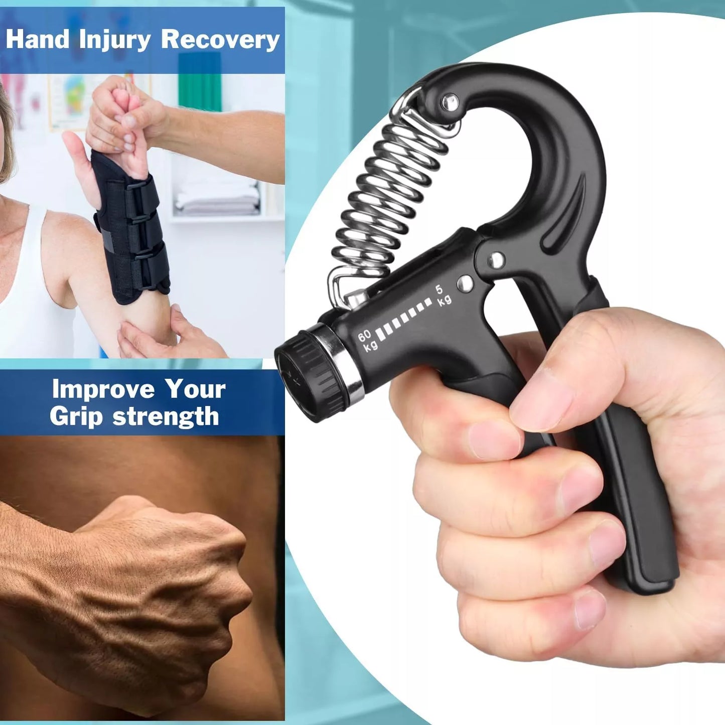 Adjustable Hand-muscle Developer for men with spring grip in various colors