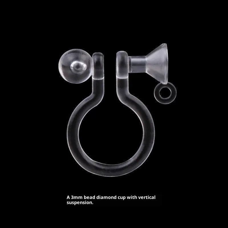 Transparent U-shaped plastic resin ear clip converter for stud earrings, unisex, single piece