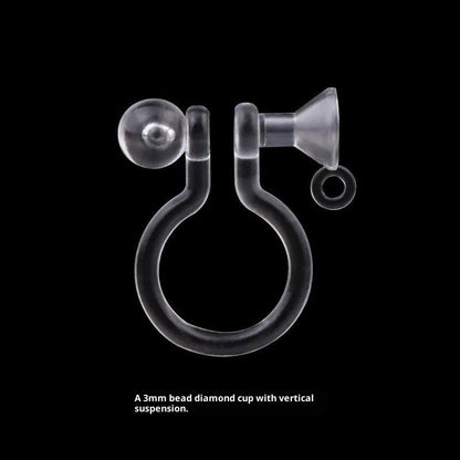 Transparent U-shaped plastic resin ear clip converter for stud earrings, unisex, single piece