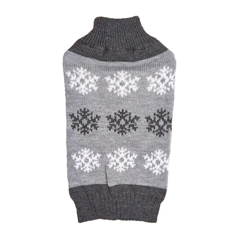 Grey and dark brown acrylic dog Christmas sweater for holiday pet wear