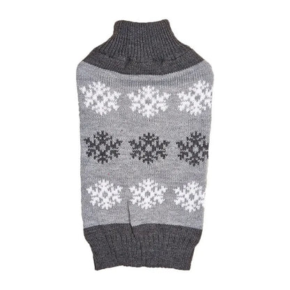 Grey and dark brown acrylic dog Christmas sweater for holiday pet wear