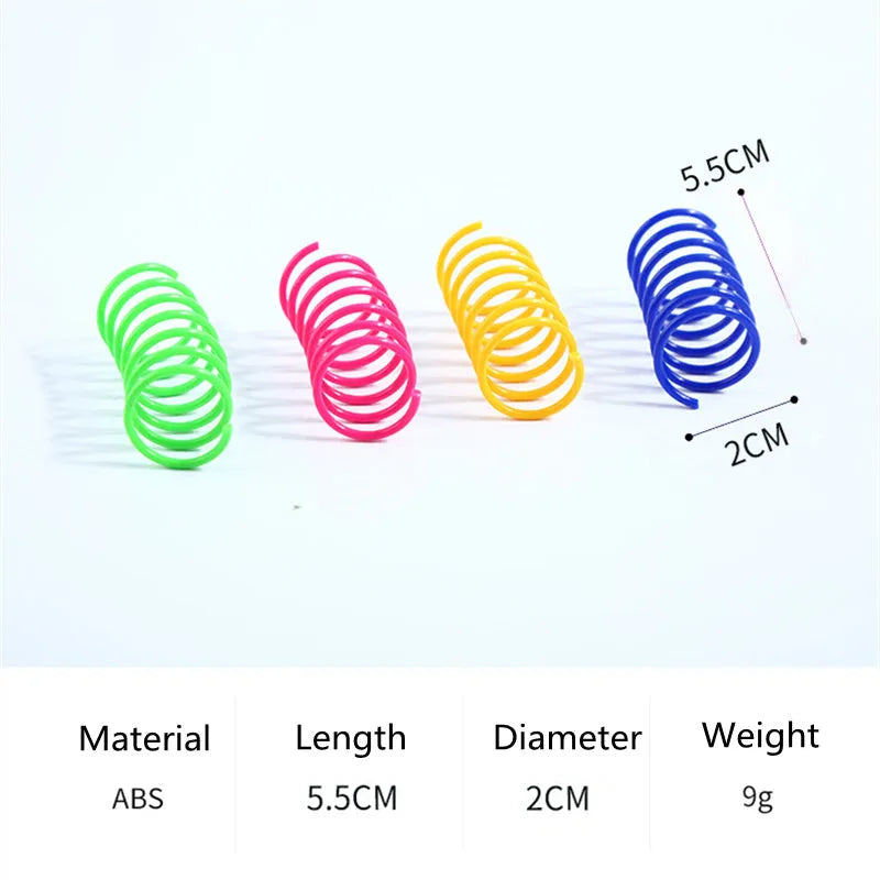 Colourful plastic coil spring cat toys in mixed colours for kittens and adult cats
