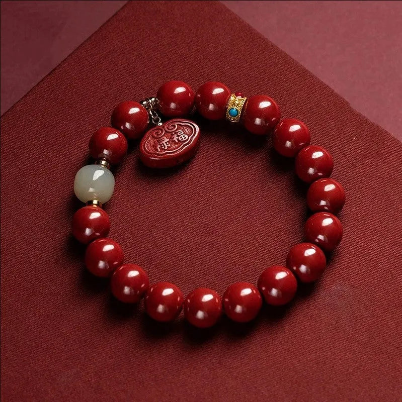 Natural cinnabar Emperor sandstone bracelet in 8mm and 10mm bead sizes.