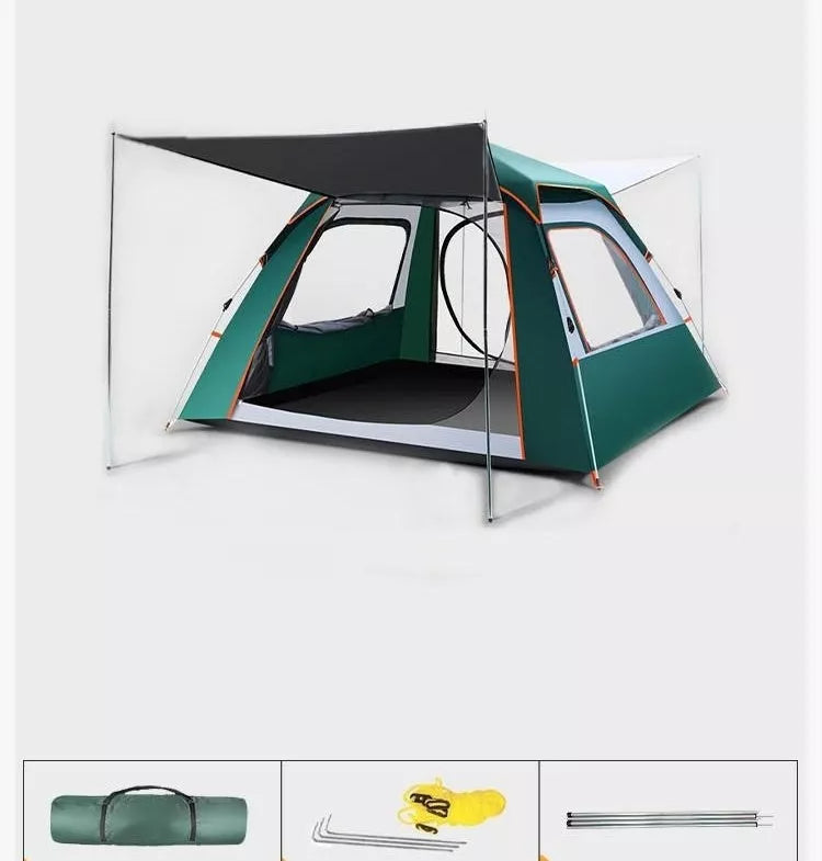 Foldable automatic thickening sunscreen camping tent with fiberglass poles for outdoor adventures
