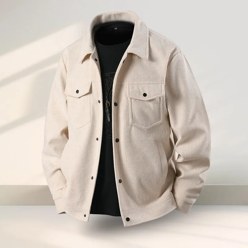 Men's slim fit casual coat in Vinylon and Lycra fabric, shown in black.