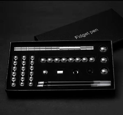A magnetic modular pen with customizable components and accessories for stress relief, focus, and creativity
