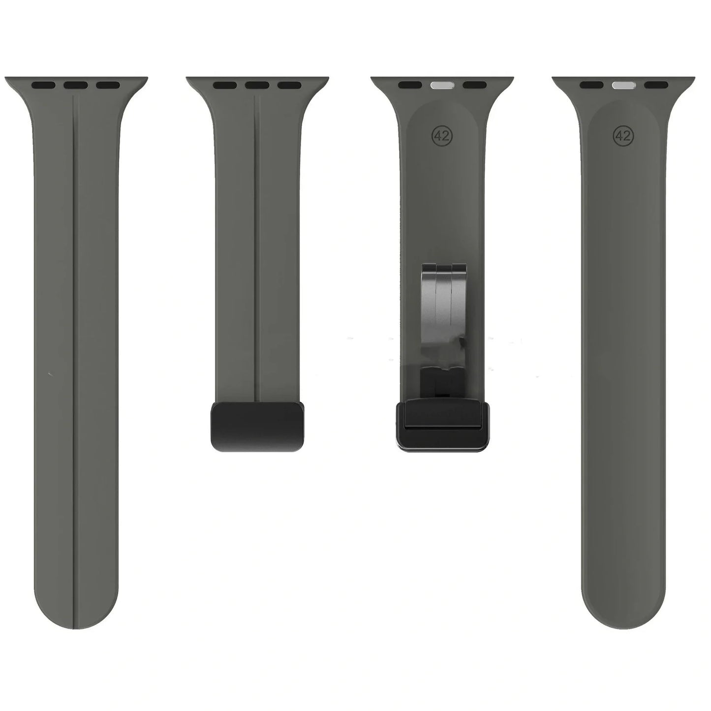 Magnetic silicone watch strap with folding buckle in multiple colours and sizes