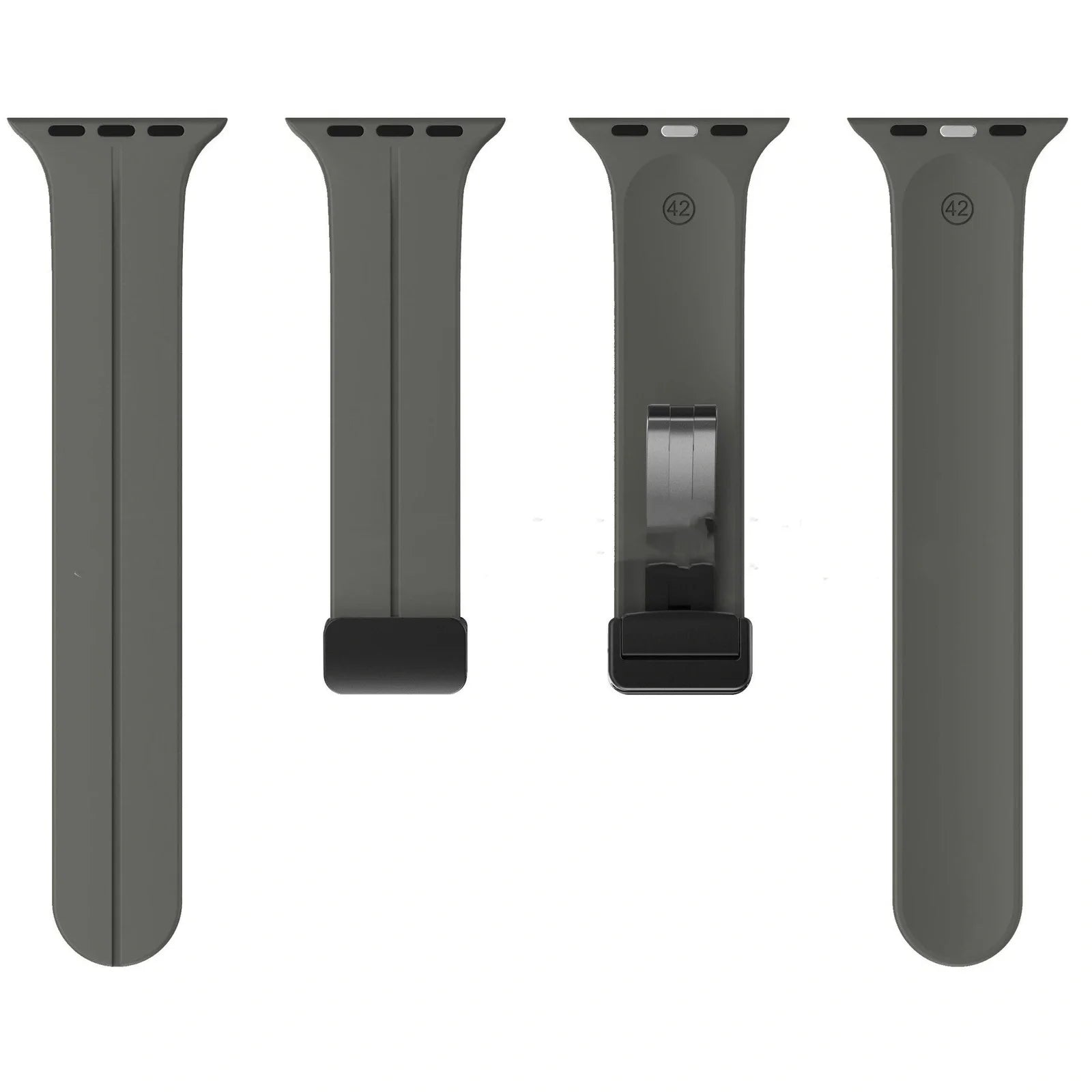 Magnetic silicone watch strap with folding buckle in multiple colours and sizes