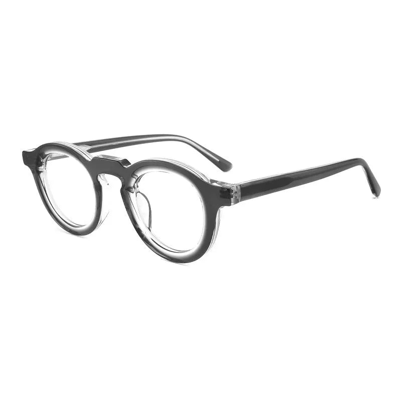 Hip-hop fashion glasses with a black plate frame, thick light-colour stitching, and a full rim box style.