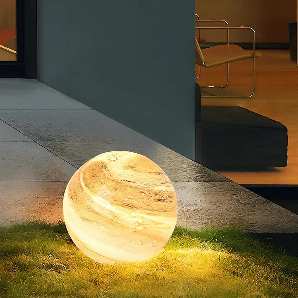 Solar-powered garden lamp in coffee colour with die-cast aluminium and crystal construction, 30cm height