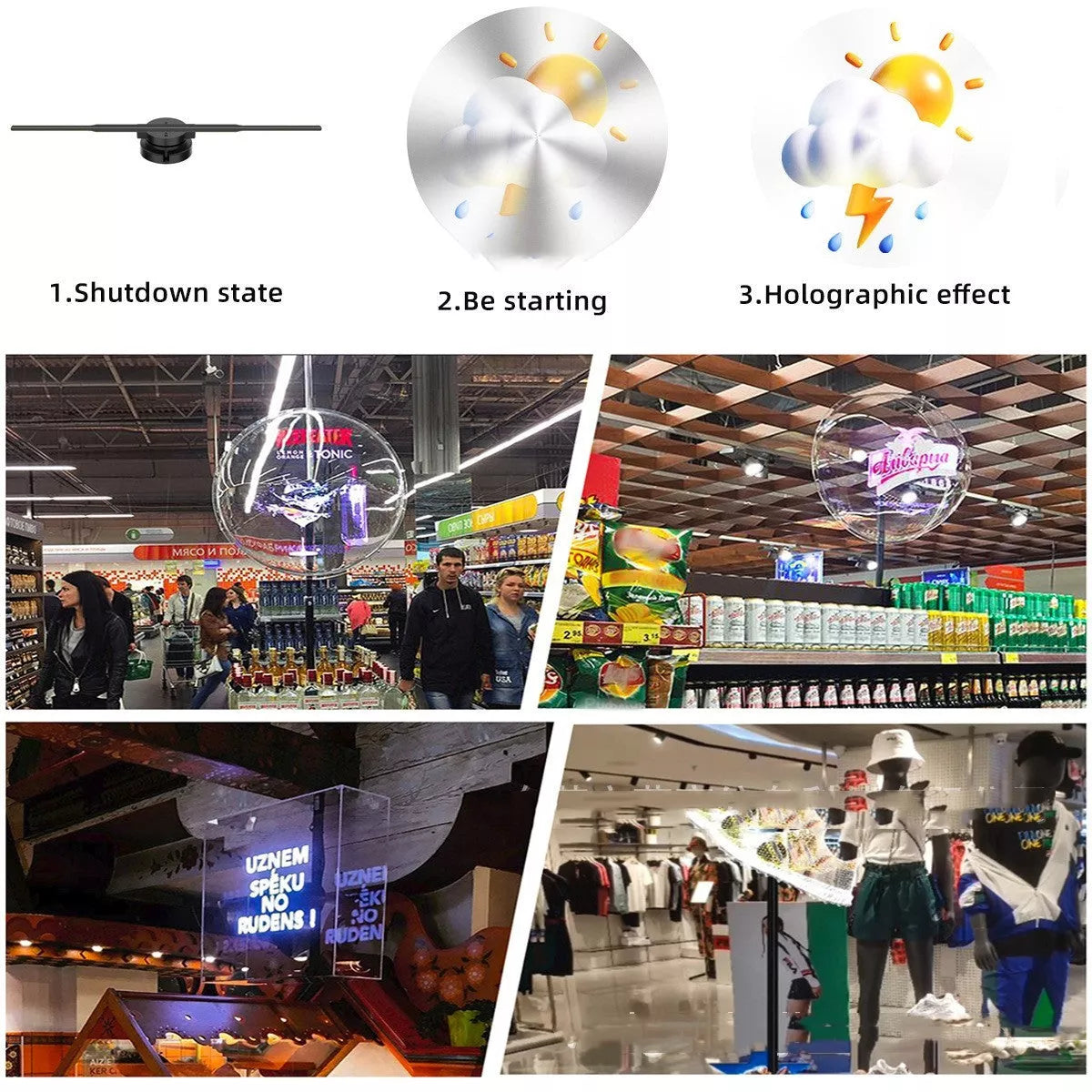 Stereo Rotating Suspension Naked Eye 3D Holographic Projector with 42cm display