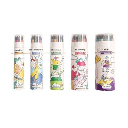 Zhenglin sports colour pencils for children showing paper barrel construction with multiple colour leads