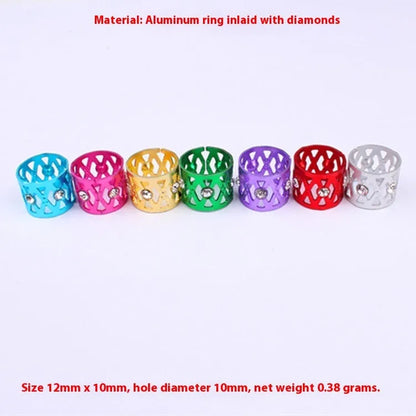 Aluminium wig decoration hair ring with hollow jeweled design in multiple colour options