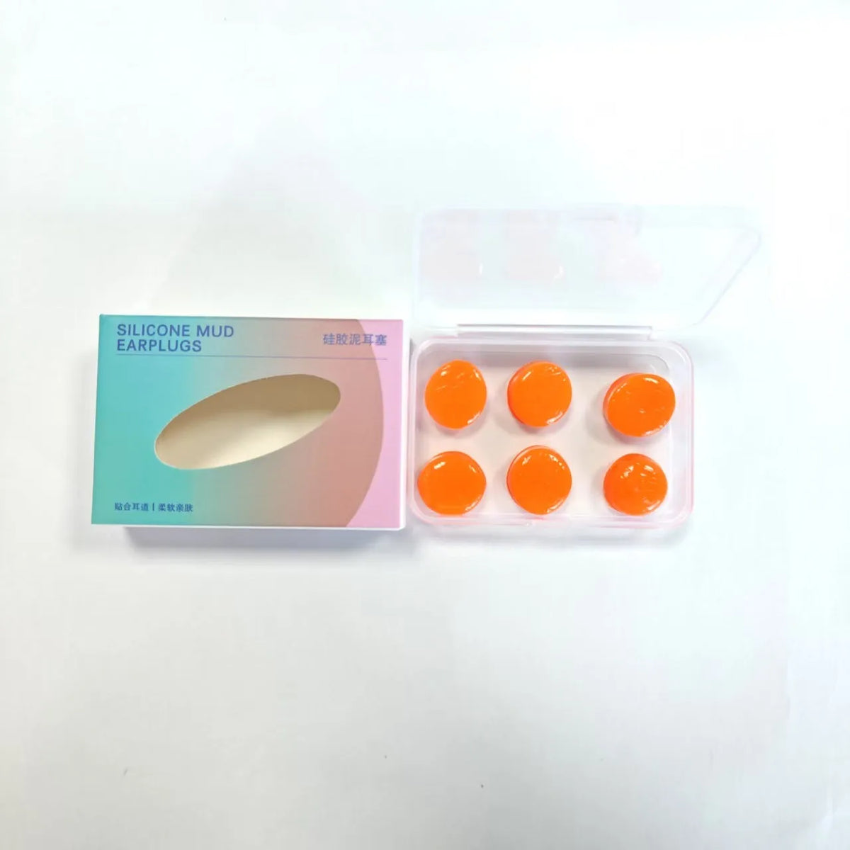 Silicone earplugs for sleeping and swimming, soft reusable ear plugs in blue, orange, pink or white, 3 pairs per box.