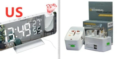 Multifunctional Radio Projection Alarm Clock with adjustable brightness and USB charging port