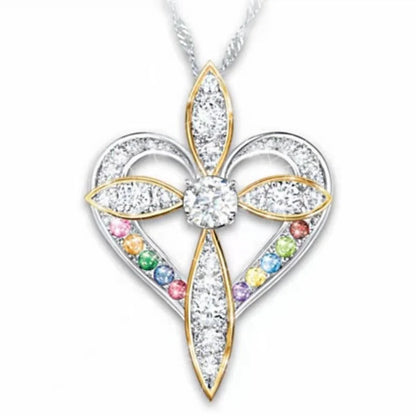 Elegant Heart-Shaped Cross Pendant - A Timeless Accessory for Enhancing Personal Style