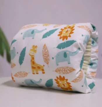 Adjustable cotton nursing pillow with various colorful designs, providing comfort and support for breastfeeding and bottle-feeding