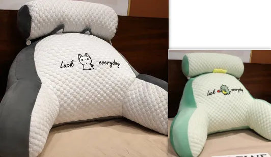 Reading lumbar support cushion in 60x40cm and 70x50cm sizes with embroidery design