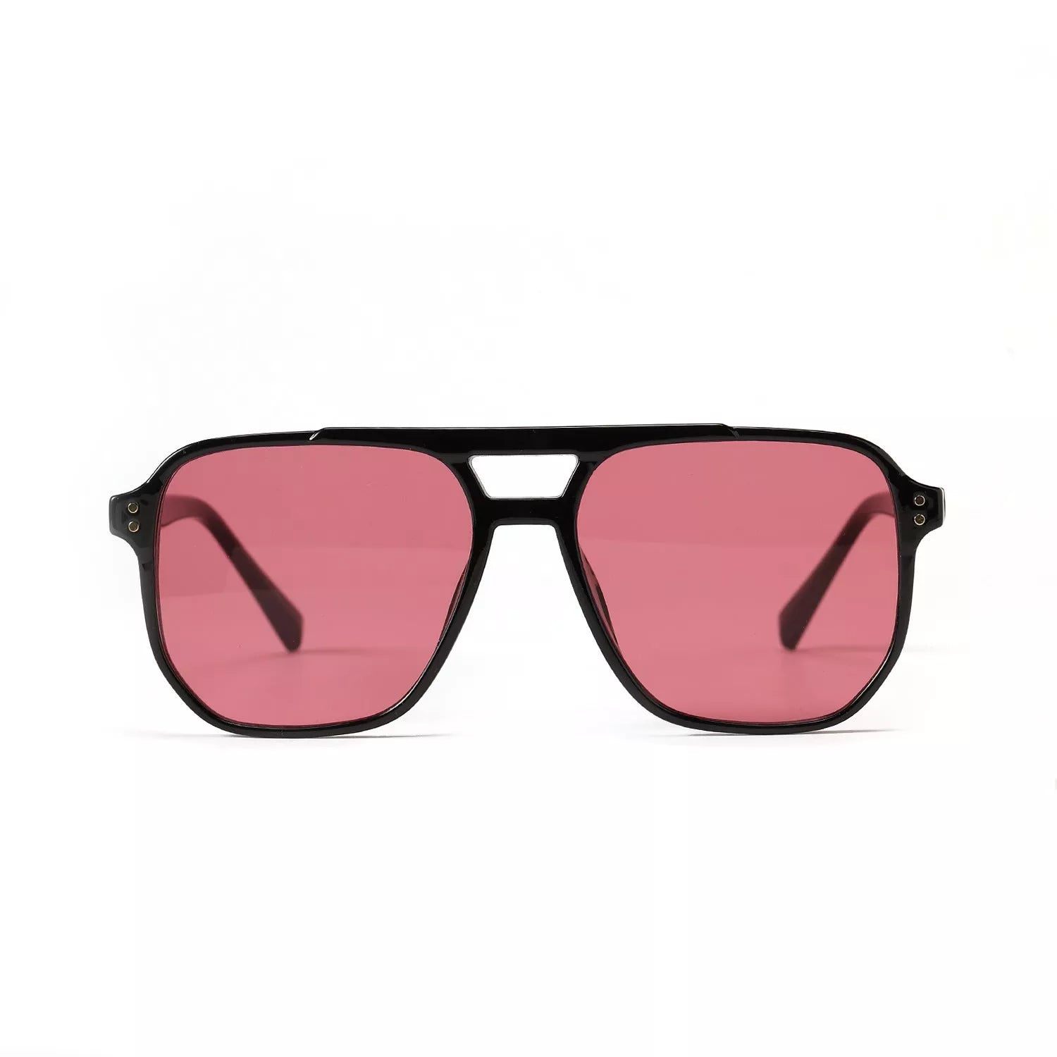 Square double beam black sunglasses for women with UV400 protection in various colors