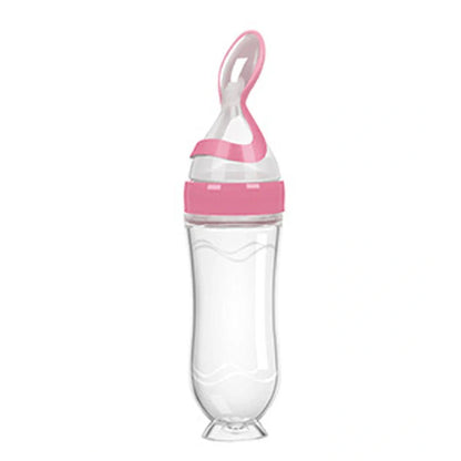 Blue baby silicone feeding spoon with 90ml capacity for rice paste and semi-liquid foods