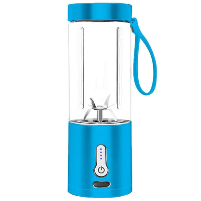 Hand operated portable blender in black, white, blue, and rose red with rechargeable battery and 530ml capacity