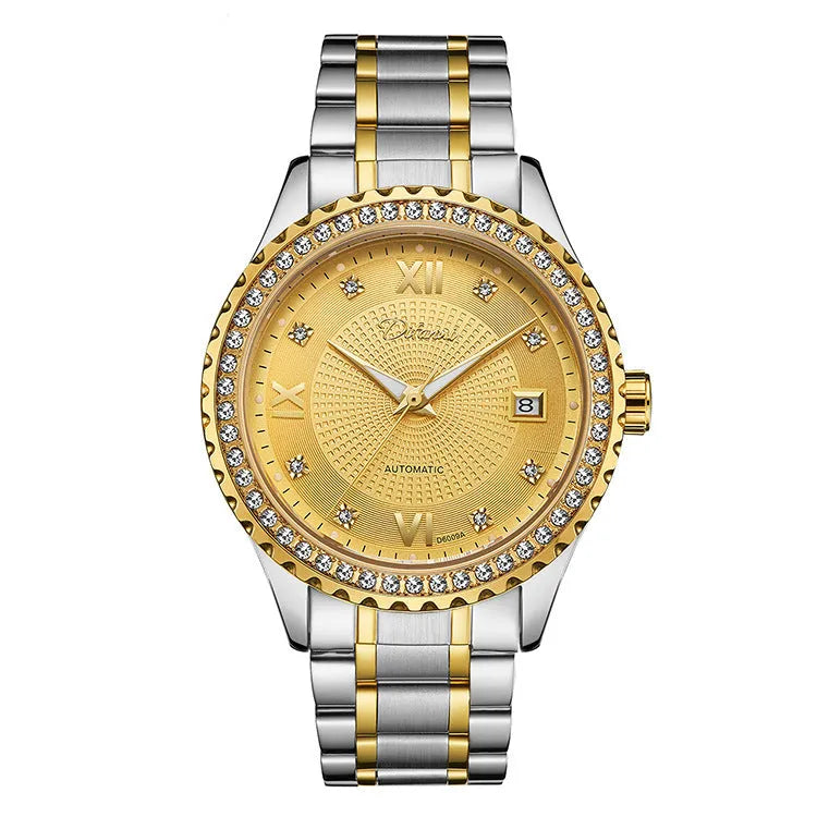 Fashionmonger automatic mechanical watch with luminous display and stainless steel case measuring 13mm thickness