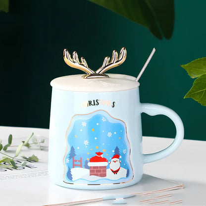Ceramic Christmas mug with colourful holiday design, 13oz capacity, lead-free construction