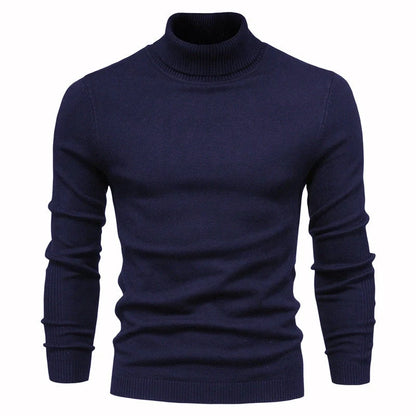 Men's slim fit turtleneck sweater in various colors for winter casual wear