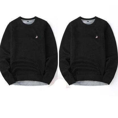 Men's navy blue velvet thickened winter sweater with regular fit