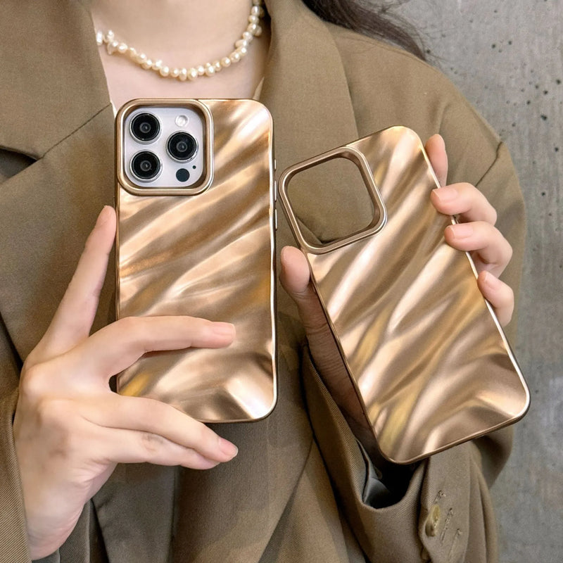 Desert Gold Silk Pattern Phone Case for iPhone 16E 13 14 15 16 Pro Max Plus TPU Back Cover Fall Protection Purple Three-Dimensional Ins Style
