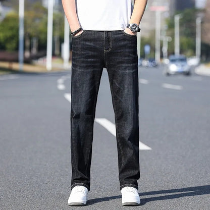 Men's tapered trousers in stretch cotton denim fabric for business casual wear