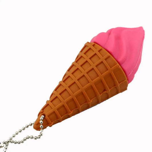 Pink ice cream shaped USB stick with 64GB storage capacity showing USB connector