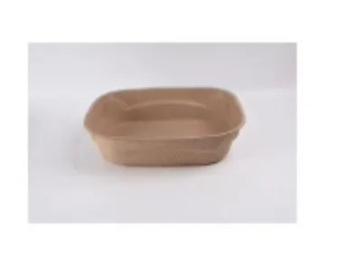 Brown disposable biodegradable cat litter box shown in three different sizes.