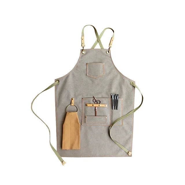 Canvas cross-strap apron in solid colour for baking and work protection