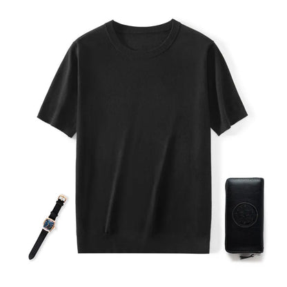 Men's loose-fit knitted short sleeve casual pullover shirt in multiple colours