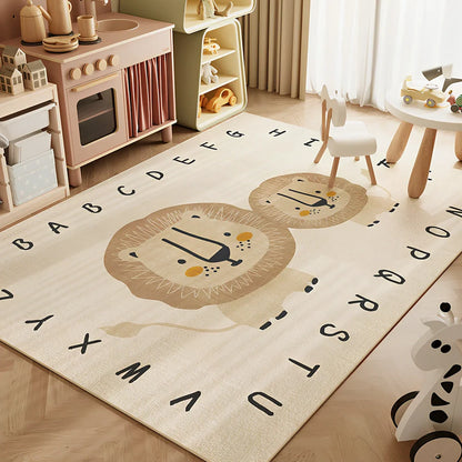 Cartoon animal print geometric pattern polyester carpet available in multiple sizes with hand wash cleaning