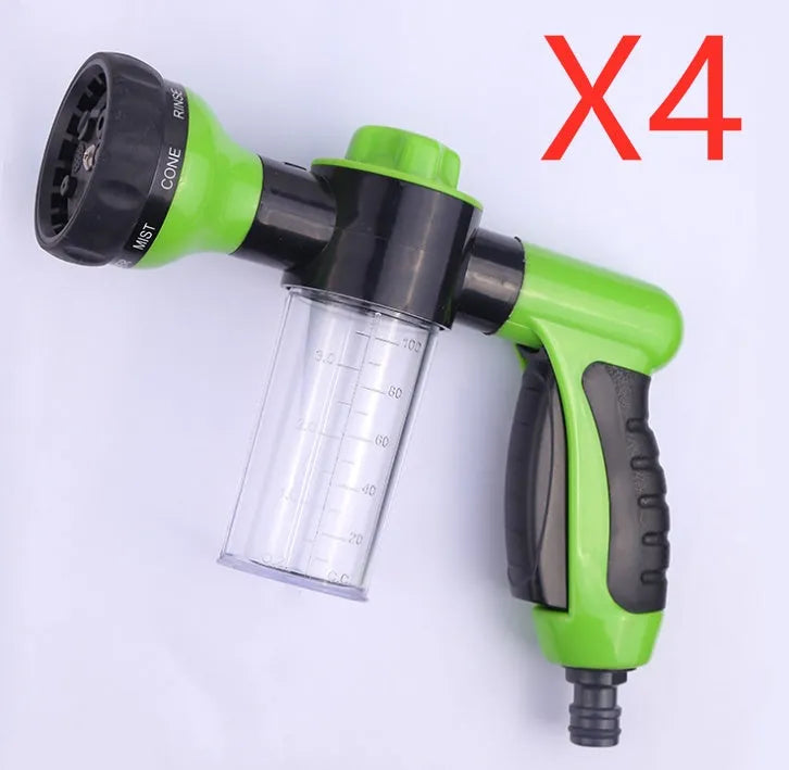 Green high-pressure foam spray gun with adjustable nozzle for car and household cleaning