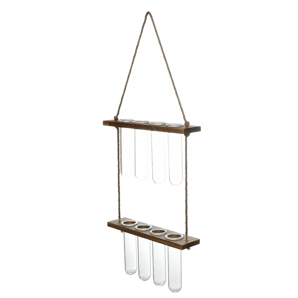 20×40cm double layer wall hanging glass terrarium with test tube plant propagator in retro or wood colour
