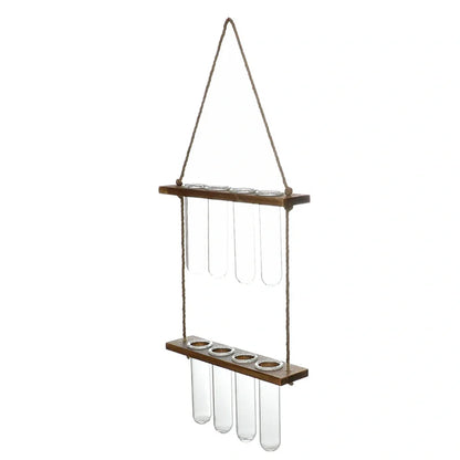 20×40cm double layer wall hanging glass terrarium with test tube plant propagator in retro or wood colour