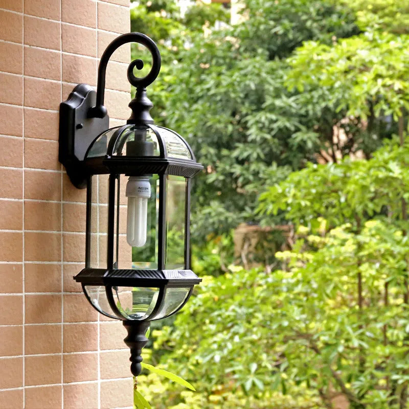 Aluminium courtyard outdoor waterproof wall lamp with three-layer eight-inch design in gold finish